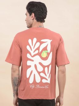Cantabil - Printed T-Shirt For Men Breathable And Soft With Color Fastness Regular Fit Rust