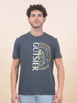 Cantabil - Printed T-Shirt For Men Breathable And Soft With Color Fastness Regular Fit Grey