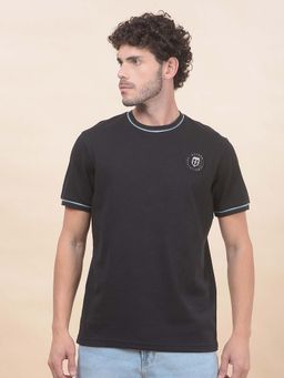 Cantabil - Solid T-Shirt For Men Breathable And Soft With Color Fastness Regular Fit Black