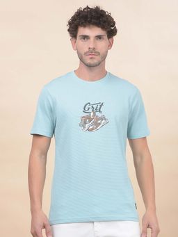 Cantabil - Printed T-Shirt For Men Breathable And Soft With Color Fastness Regular Fit Blue