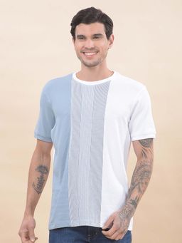 Cantabil - Striped T-Shirt For Men Breathable And Soft With Color Fastness Regular Fit Blue