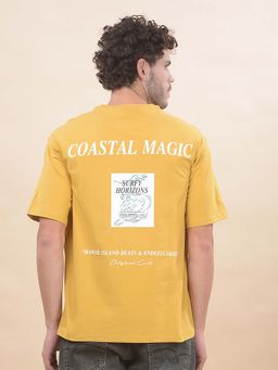 Cantabil - Printed T-Shirt For Men Breathable And Soft With Color Fastness Regular Fit Mustard