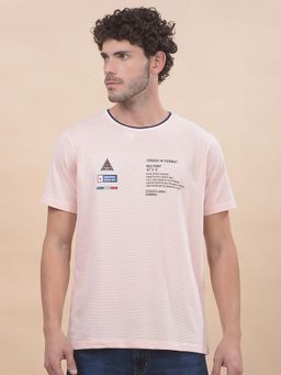 Cantabil - Printed T-Shirt For Men Breathable And Soft With Color Fastness Regular Fit Peach