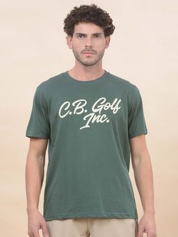 Cantabil - Printed T-Shirt For Men Breathable And Soft With Color Fastness Regular Fit Green