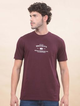 Cantabil - Printed T-Shirt For Men Breathable And Soft With Color Fastness Regular Fit Wine
