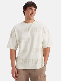 Jockey - Mz01 Men Super Combed Cotton Rich Printed Oversized T-Shirt - Snow