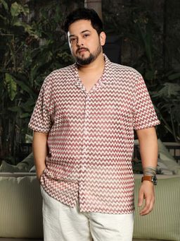 Instafab Plus - Mens Geometric Half Sleeves Relaxed Casual Shirt