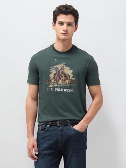 U.S. Polo Assn. Denim Co. - Mens Graphic Brand Printed Slim Fit T-Shirt Green