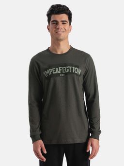 Jockey - Us82 Men Super Combed Cotton Printed Round Neck T-Shirt - Olive Melange