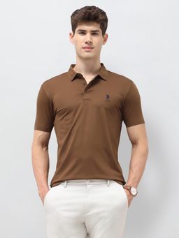 U.S. POLO ASSN. - Mens Solid Slim Fit Polo Shirt Brown