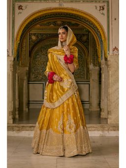 Sheetal Batra - Aashina Mustard Lehenga With Blouse And Dupatta Set