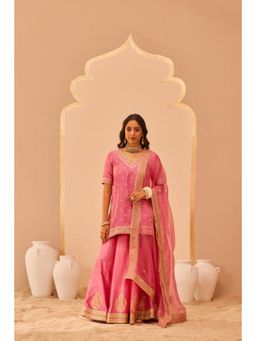 Sheetal Batra - Faaiza - Flamingo Pink Kurta , Lehenga And Dupatta Set