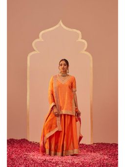 Sheetal Batra - Faaiza - Tangerine Orange Kurta , Lehenga And Dupatta Set