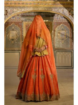 Sheetal Batra - Naazila Raw Silk Burnt Orange Lehenga With Blouse And Dupatta Set
