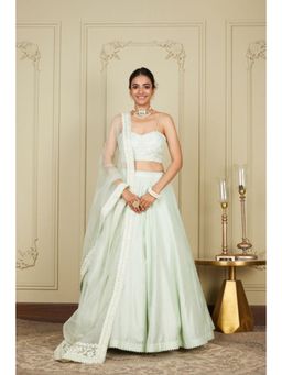 Sheetal Batra - Sanaira - Frosty Green Lehenga With Bustier Blouse And Dupatta Set