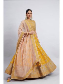 Sheetal Batra - Varisha-Happy Mustard Raw Silk Lehenga With Blouse And Dupatta Set