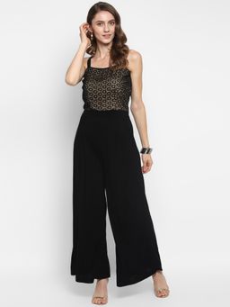 Taurus - Black Solid Jersey Knit Jumpsuit