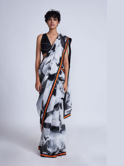 Advait - White Yuki Organza Saree Without Blouse