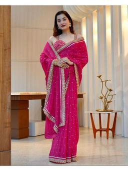 Gopi Vaid - Paridhi Gulati In Golconda Uzvi Pink Saree with Stitched