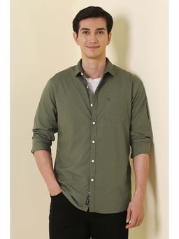 Allen Solly - Men Olive Solid Full Sleeves Casual Shirt