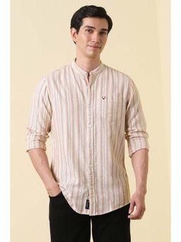 Allen Solly - Men Peach Stripe Full Sleeves Casual Shirt