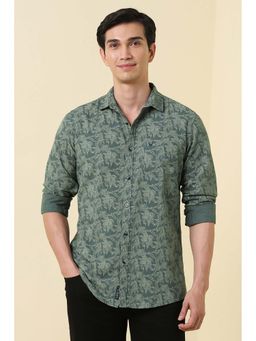 Allen Solly - Men Green Print Full Sleeves Casual Shirt
