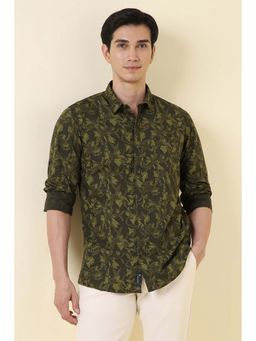 Allen Solly - Men Green Print Full Sleeves Casual Shirt
