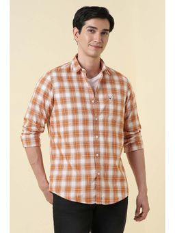 Allen Solly - Men Rust Check Full Sleeves Casual Shirt