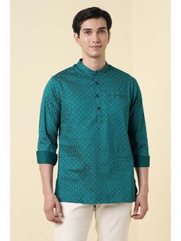 Allen Solly - Men Green Regular Fit Print Full Sleeves Casual Kurta Shirt