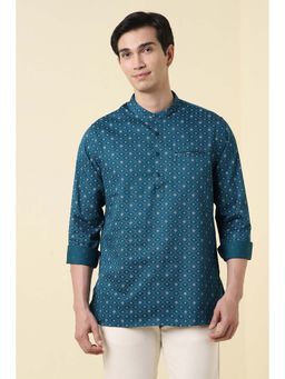 Allen Solly - Men Teal Regular Fit Print Full Sleeves Casual Kurta Shirt