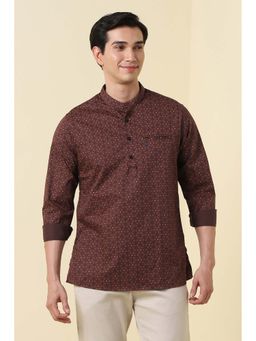 Allen Solly - Men Brown Regular Fit Print Full Sleeves Casual Kurta Shirt