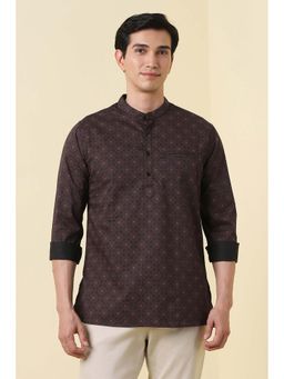 Allen Solly - Men Black Regular Fit Print Full Sleeves Casual Kurta Shirt