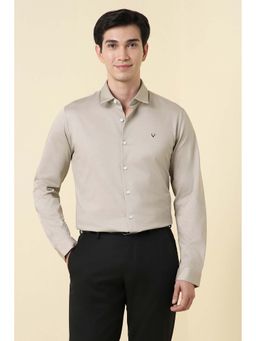 Allen Solly - Men Beige Regular Fit Print Full Sleeves Formal Shirt