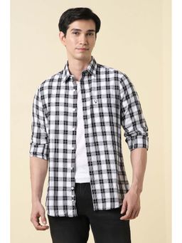 Allen Solly - Men White Regular Fit Check Full Sleeves Casual Shirt
