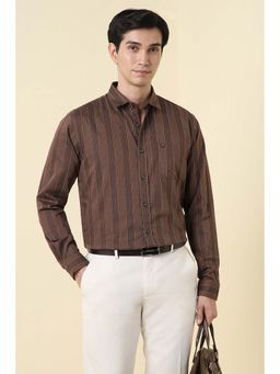 Allen Solly - Men Brown Regular Fit Stripe Full Sleeves Formal Shirt