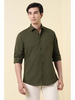 Allen Solly - Men Green Regular Fit Solid Full Sleeves Casual Shirt