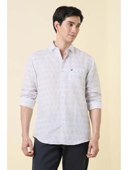 Allen Solly - Men White Print Full Sleeves Formal Shirt