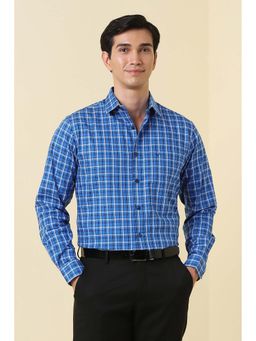 Allen Solly - Men Blue Regular Fit Check Full Sleeves Formal Shirt