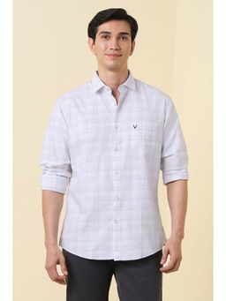 Allen Solly - Men White Regular Fit Check Full Sleeves Casual Shirt