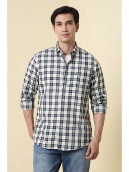 Allen Solly - Men Beige Regular Fit Check Full Sleeves Casual Shirt