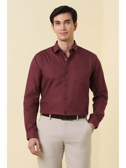 Allen Solly - Men Maroon Regular Fit Solid Full Sleeves Formal Shirt