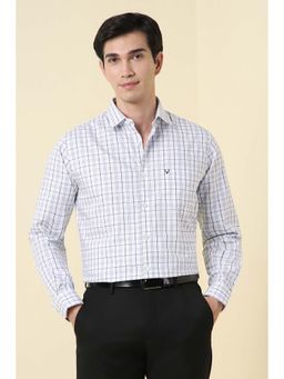 Allen Solly - Men White Regular Fit Check Full Sleeves Formal Shirt