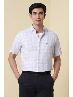 Allen Solly - Men White Regular Fit Check Half Sleeves Casual Shirt