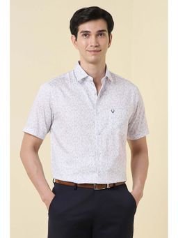 Allen Solly - Men White Print Half Sleeves Formal Shirt