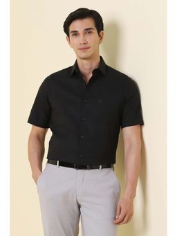 Allen Solly - Men Black Textured Half Sleeves Formal Shirt
