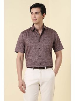 Allen Solly - Men Brown Regular Fit Print Half Sleeves Formal Shirt