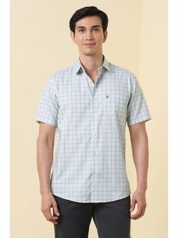 Allen Solly - Men Blue Regular Fit Check Half Sleeves Casual Shirt