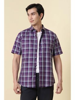 Allen Solly - Men Purple Regular Fit Check Half Sleeves Casual Shirt