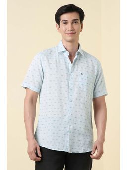 Allen Solly - Men Blue Regular Fit Print Half Sleeves Casual Shirt