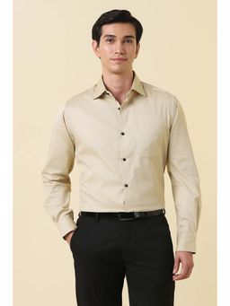 Allen Solly - Men Beige Textured Full Sleeves Formal Shirt